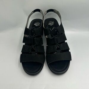 Abeo Goldie Sandals Lace Up Women 7.5N  Footbed Open Toe Heel Black